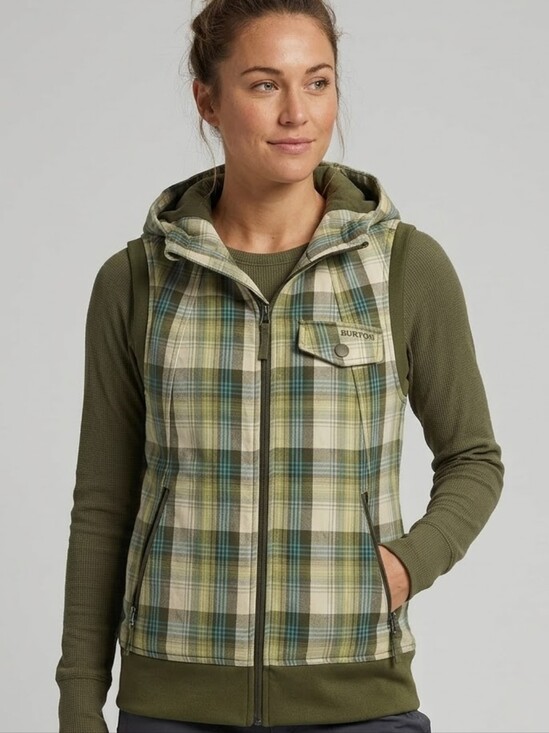 Burton Jackets & Blazers - Burton Women’s Dryride Cotton Plaid Full Zip Vest Hoodie Size M.